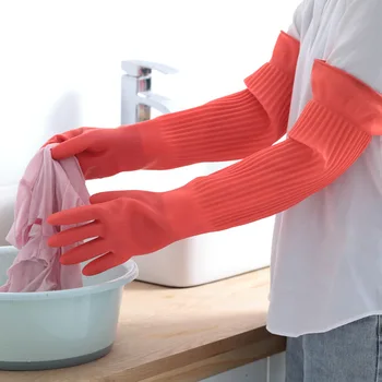 1 пара удлинить перчатки для мытья посуды силиконовая резина перчатка для мытья посуды для бытовой поломоечной машины для чистки кухни