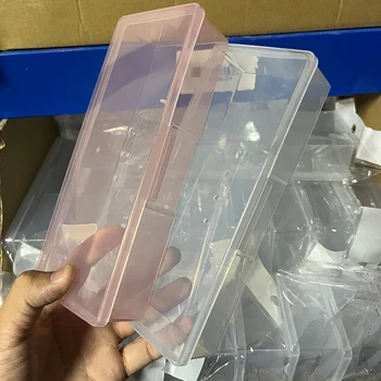  1 шт. Розовый прозрачный ящик для хранения ногтей Пластиковый прямоугольник для ногтей Инструмент для ногтей Органайзер Ящик для хранения пинцетов Кусачки Ручка Кисть