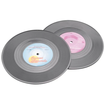 12Pieces / Set Spinning Retro Vinyl Disc Drink Coasters
