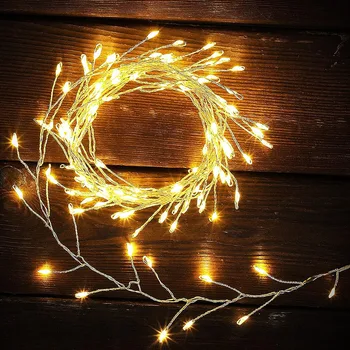 200 / 400 светодиодный рождественский кластерный свет с дистанционным наружным фейерверком Fairy Light Медная проволока Гирлянда для елочного венка