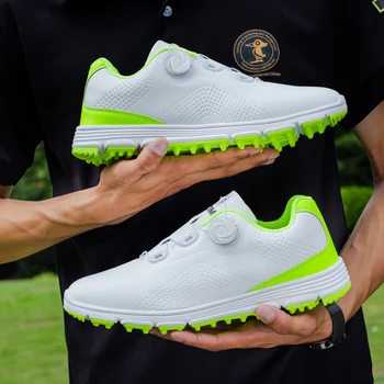 2023 Новая обувь для гольфа для мужчин Кроссовки для спортзала с быстрой шнуровкой Женские нескользящие кроссовки для гольфа Мужские роскошные бренды Кожаные тренировки по гольфу унисекс
