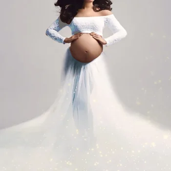 2023 Новые платья для беременных для фотосессии Кружевное платье для беременности Фотография Платье с длинным рукавом Платья для беременных женщин Одежда
