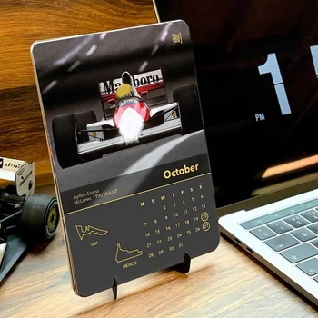 2PCS 2024 Formula Race Car Calendar Украшение для авто Fan Декор с изображениями гоночных автомобилей Настольный календарь