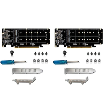 2X PCIE X16 to M.2 M-Key Nvmex4 SSD 2U Server Riser Card Двусторонняя 4-дисковая NVME RAID PCI-EX16 Split Card