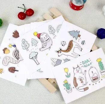 5PACK/LOT Новый винтажный 3D мультфильм Серия животных Набор поздравительных открыток с цветным конвертом Поздравительные открытки Закладка в розницу
