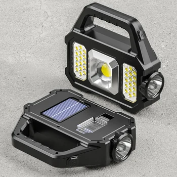 6 Gears Аккумуляторный фонарик Водонепроницаемый фонарик Портативный мощный фонарь Солнечная USB-зарядка для наружных аксессуаров