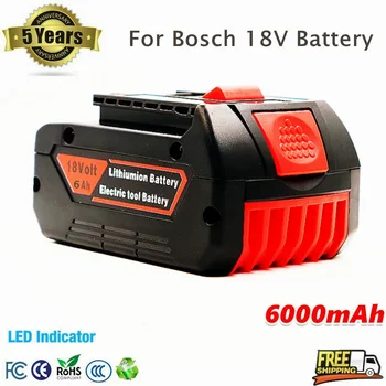 Aleaivy 18 В 6,0 А Литий-ионная аккумуляторная батарея для Bosch 18 В Резервный электроинструмент 6000 мАч Портативный сменный индикатор BAT609