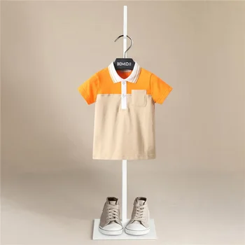 Boys Casual Классический дизайн Слегка растягивающийся хлопок POLO Сращивание Трикотажная футболка Pique Детская одежда для элегантного лета на открытом воздухе
