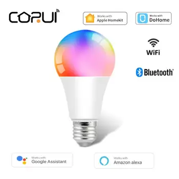 CORUI WIFI / Bluetooth Умная лампа E27 Светодиодная лампа RGBCW Красочный регулируемый свет Работа с Alexa Google Home Dohome Homekit