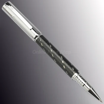 Fuliwen Металл Черный И Серебряный Углеродное Волокно Бизнес Роликовый Шарик Ручка Многоразовая Чернильная Ручка Пишущая Ручка Письмо Подарочная ручка