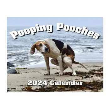 Funny Dog 2024 Настенный календарь Подвешиваемый ежемесячный годовой настенный календарь Круглогодичный календарь с января 2024 г. по декабрь 2024 г. Украшение дома