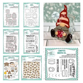 Kawaii S'mores Gnome Штампы для высечки и штампы настроения Трафареты Принадлежности для скрапбукинга Поздравительная открытка DIY Шаблон трафарета