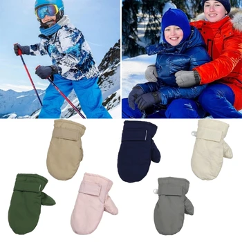 Kid Осень-зимние перчатки Однотонные перчатки Детские утепленные зимние перчатки Лыжные перчатки Y55B