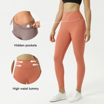 Lulu Женские мягкие леггинсы с высокой талией Эластичные штаны для йоги с контролем ягодиц