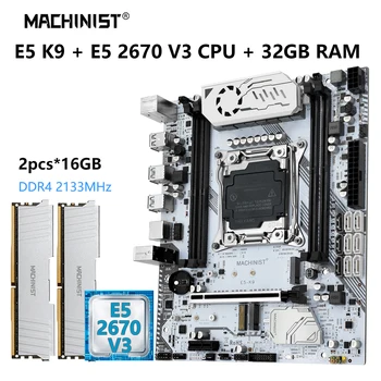 MACHINIS X99 Комплект материнской платы Xeon LGA 2011-3 E5 2670 V3 Процессор DDR4 2 * 16 ГБ ECC Оперативная память NVME M.2 USB3.0 K9 v2 M-ATX