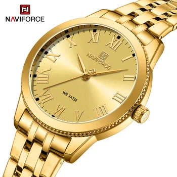 NAVIFORCE Новые женские часы Модные наручные часы с ремнем из нержавеющей стали Простые повседневные женские платья Кварцевые часы Montre Femme 2023