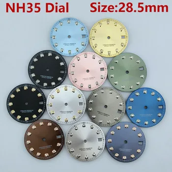 NH35 циферблат Алмазный циферблат Циферблат часов S циферблат 28,5 мм Подходит для NH35 Аксессуары для часовых механизмов NH36