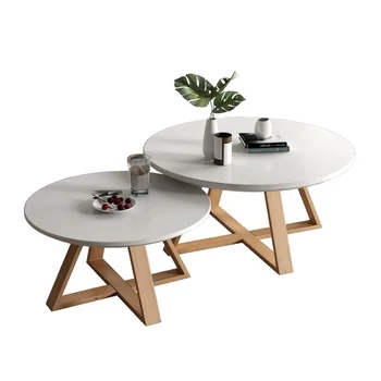 Originality Столы Комбинированный журнальный столик для гостиной Круглые столы из массива дерева Простые сборочные центральные столы