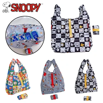 Snoopy Мультяшная складная сумка для покупок Моющаяся нейлоновая толстая многоразовая женская сумка-шопер Портативная складная сумка через плечо большой емкости