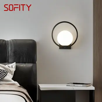 SOFITY Современный черный латунный настенный светильник LED Винтажный креативный светильник для дома Кровать Декор гостиной