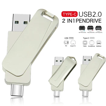 USB 2.0 Флэш-накопитель типа C Планшетный ПК для смартфонов 32 ГБ 64 ГБ 128 ГБ Флэш-накопители реальной емкости USB Stick Memory Disk
