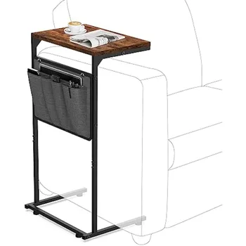  Vantic C-образный торцевой столик, небольшой приставной столик для дивана с сумкой для хранения, прочный скольз под диванным столом с металлической рамой для гостиной