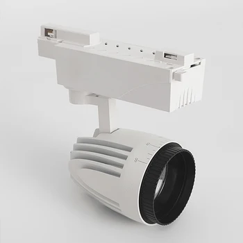 Zoom Светодиодный трековый светильник с регулируемой фокусировкой 12 Вт 25 Вт 35 Вт COB Трековый светильник Однофазный 2-проводный 3-проводной регулируемый прожектор на направляющей фокусировки
