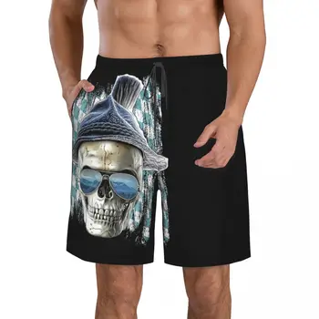 Баварский череп Мужские пляжные шорты Фитнес Быстросохнущий купальник Забавные уличные забавы 3D шорты