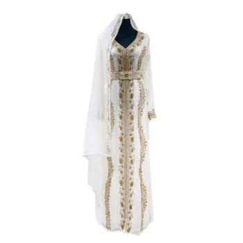 Белый Совершенно Новый Кафтаны Фараша Абая Платье из Дубая, Марокко Очень причудливое длинное платье Европейская и американская модная тенденция