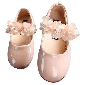 Девочки Принцесса Кожаные Туфли Одиночные Туфли Красочный Цветочный Танец Обувь Жемчужный Дизайн Дети Производительность Обувь