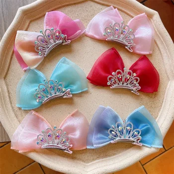 Детская заколка для волос Ice Crown Bow Корейская версия головных уборов для девочек Baby Princess Super Fairy Hair Card Аксессуары для волос