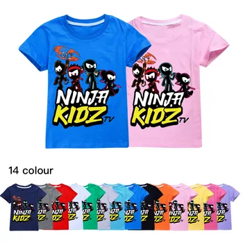 Детские хлопковые мультяшные футболки 2022 Новое лето для мальчиков и девочек NINJA KIDZ Футболка с коротким рукавом Топы Детский костюм Косплей Одежда