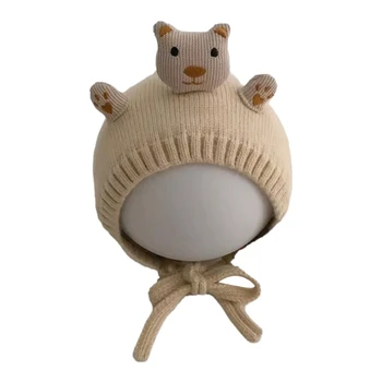 Детский чепчик Шапочка Медведя Вязание крючком Зимняя теплая шапка для малышей Baby Infant Drop Shipping