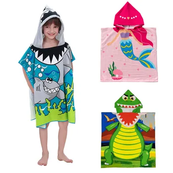 Детское пляжное полотенце для мальчиков и девочек, Банное полотенце с капюшоном, Полотенце для бассейна для малышей с капюшоном, Детское полотенце с капюшоном