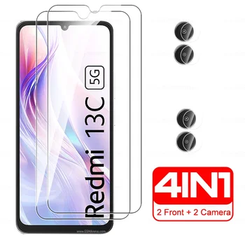 Для Xiaomi Redmi 13C 5G Стекло 4 в 1 Камера Защитное закаленное стекло для Redmi13c Redmy 13 C 6,74 дюйма Защитная пленка для экрана