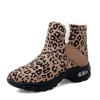 Женская обувь в продаже 2023 Новые женские сапоги с леопардовым принтом Мода Согревайте повседневные сапоги Женские высококачественные ботильоны с круглым носком