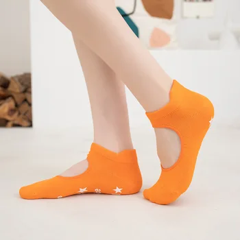 Женщины Йога Звездные носки Силиконовые нескользящие носки для пилатеса Дышащий фитнес Балет Танцы Хлопок Спортивные эластичные носки Красные носки