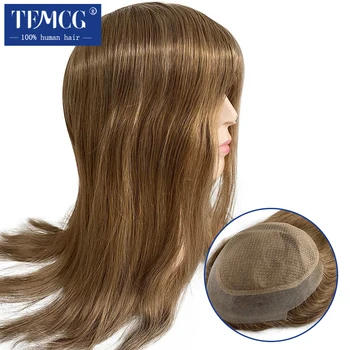  Индивидуальные женские топперы Шелковая основа с пу длинными прямыми париками для волос Remy для женщин 100% натуральные топперы из натуральных человеческих волос для женщин