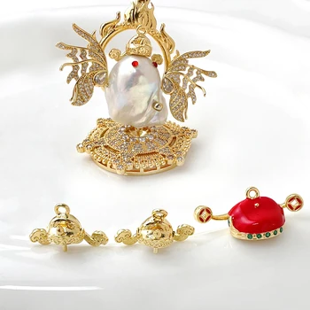 Китайский стиль Латунь Позолоченный Истинное Золото Винтаж Бог Богатства Шляпа Булавка Кулон DIY делает ювелирные изделия, ожерелье, аксессуары Материалы
