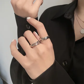 Корейская личность Панк Римские цифры Английские буквы Регулируемые открытые кольца на палец Изысканные блестящие кубические цирконовые кольца Женщины Мужчины