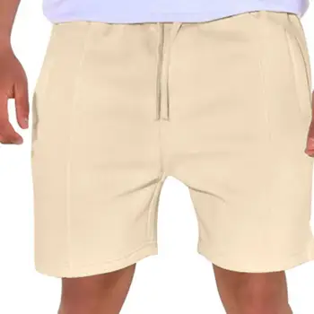 Летние мужские шорты Свободные шнурки Прямые карманы Длина до колена Фитнес Короткие брюки