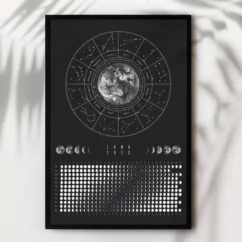 Лунный календарь на 2023 год Подвесной свет Лунный календарь Небесный календарь Настенный плакат Лунный трекер Настенное искусство для Луна Любовник Подарки