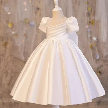 Малыш Крещение Белый Свадьба Девочка Платье Большой Бант День Рождения Младенец Принцесса Платье для Ребенка Свадьба Детская одежда