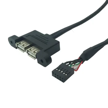 Материнская плата 9-контактный разъем 2,54 мм с гнездом на двойной кабель-адаптер USB 2.0 Основная плата Повороты USB2.0 Два удлинителя 30 см 50 см