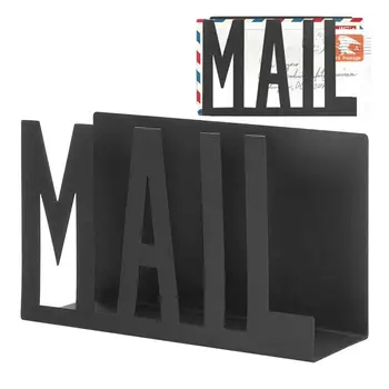  Металлический сортировщик писем Черная металлическая стойка для вырезов для организации почты Школьная организация Стильный черный держатель для блокнотов