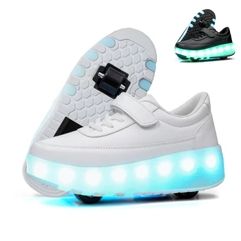мигающий модный роликовый конькобежец обувь детские мальчики девочки USB зарядка светодиодная обувь дети светящиеся колеса кроссовки на открытом воздухе уличная обувь