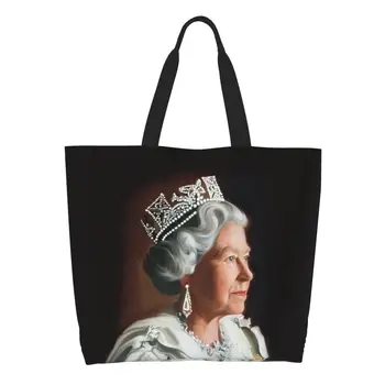 Мода Великобритания Королева Елизавета II Шоппинг Сумка Переработка Англия Королевская продуктовая холст Сумка на плечо