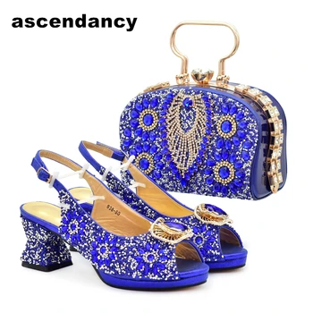  Модная обувь для вечеринок и сумка Набор высококачественных удобных каблуков с блестящим кристаллом для вечеринки Роскошная дизайнерская обувь
