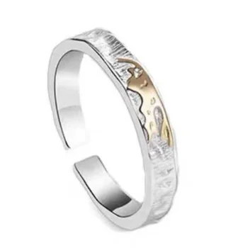  Модное серебряное кольцо 925 пробы для женщин и мужчин Ювелирные изделия Регулируемое популярное золотое кольцо с кленовым листом Любитель памятный подарок на день