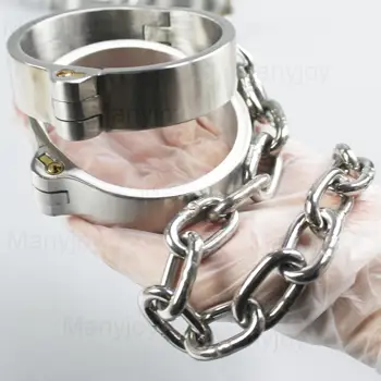 нержавеющая сталь вставка замок шея воротник наручники наручники лодыжки с съемной цепочкой slave BDSM бондажный набор Sey Toys для взрослых